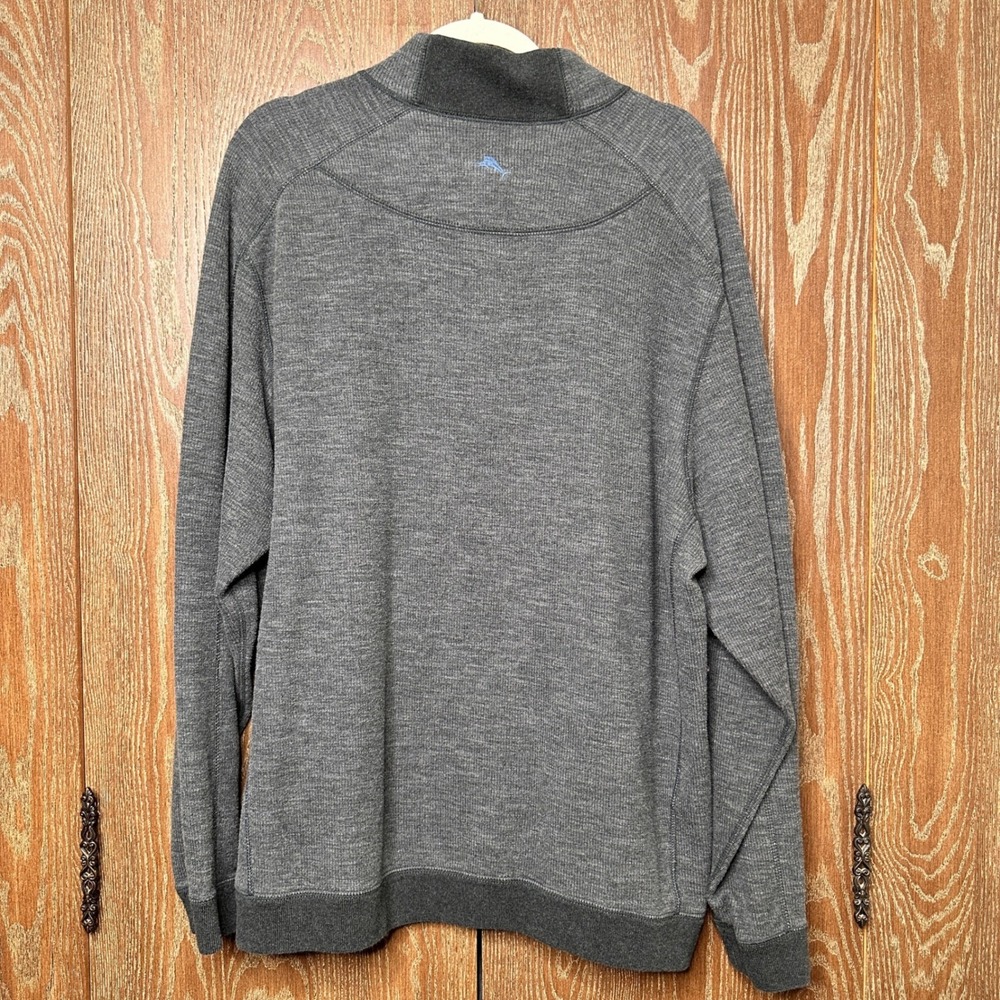 Tommy Bahama Reversible Quarter Zip Pullover Men's Gray Blue Cotton Lyocell XL - Picture 7 of 12